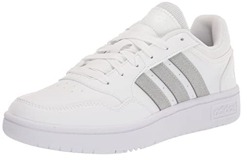adidas Women's Hoops 3.0 Basketball Shoe, White/Silver Metallic/White, 6 UK