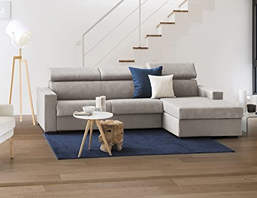 Talamo Italia - Sofa mit Halbinsel Mikaela, Ecksofa mit rechter Chaiselongue aus Stoff, schmale Armlehnen, 100 % Made in Italy, 280 x 95 x 85 cm, taubenGrau