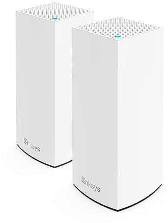 Linksys Atlas Pro 6 Sistema WiFi 6 mesh dual band Velop (AX5400), router WLAN con 500 m² di copertura e velocità 4 volte più rapide per più di 60 dispositivi - Confezione da 2, bianco
