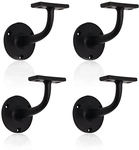 Matt Black Handrail Brackets for Stair Bannister Handrail Wood and Steel Handrail - Pack of 4