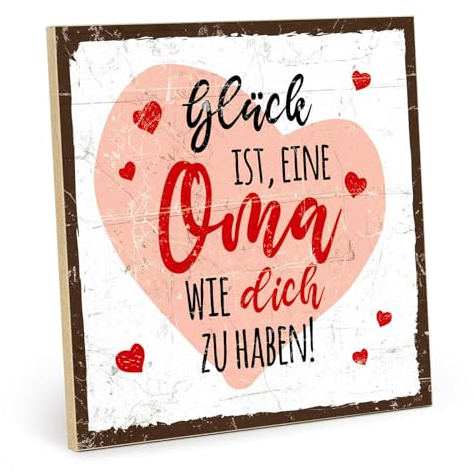 TypeStoff Holzschild mit Spruch – Oma – im Vintage-Look mit Zitat als Geschenk und Dekoration zum Thema Familie und Glück – HS-01187