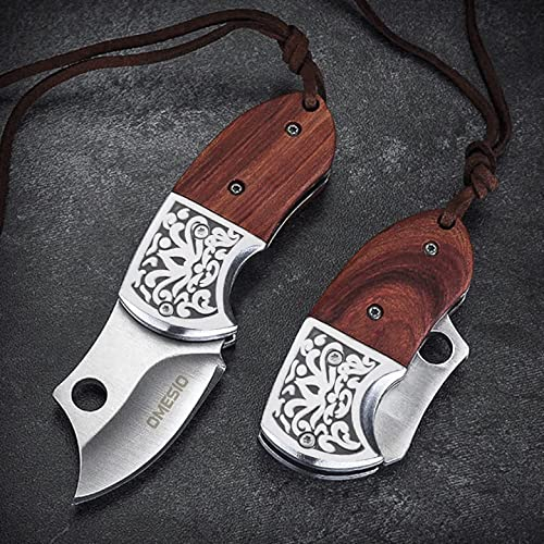 Omesio Coltello da Tasca Piccolo a Due Mani Pieghevole, Piccolo Coltello Portachiavi, Mini Coltello per Portachiavi, Aprilettere