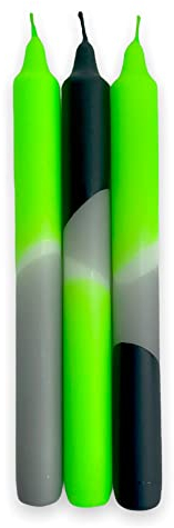 cama24com Kerzen-Set Dip Dye Neon Racing Kawa Stabkerzen 3 Stück von pinkstories mit Palandi® Sticker