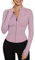 IECCP Gym Tops Women Long Sleeve Running T-Shirt Half Zip Workout Cropped Tops Fitness Yoga T Shirt with Thumb Holes Light Purple L