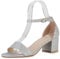 VAN HILL Damen Riemchensandaletten Sandaletten Blockabsatz Schuhe Party Riemchenschuhe Glitzer Freizeit Abendschuhe 210429 Silber Beige 38
