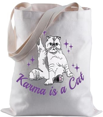 BLUPARK Album inspirierte Einkaufstasche Katzenliebhaber Schultertasche Sänger Merchandise Geschenk Sänger inspirierte Tragetasche für Fans, Eine Katze, 32cm (12.6 inch) * 37 cm (14.57, Retro