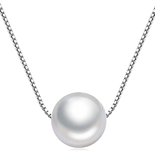 Suyi Perlenkette Sterling Silber Einzelne Perlenketten für Frauen Pearl2 10mm