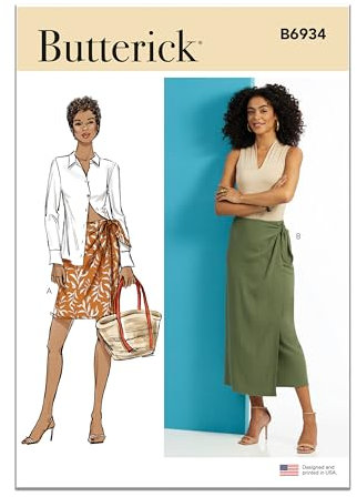 Butterick B6934A Jupe portefeuille pour femme en deux longueurs A (XS-S-M-L-XL-XXL)