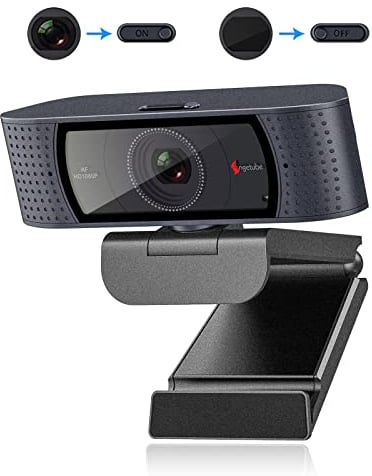 Angetube Webcam mit Mikrofon - 1080P Full HD Streaming Webcam, Autofokus-PC Kamera mit dual Rauschunterdrückung Mikrofonen undeingebauten Schutzabdeckung.Geeignet für Windows,Linux und Mac