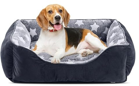 MIXJOY Dog Bed Medium - Washable Cosy Pet Bed, 63 x 53 x 21 cm Grey | Washable Cosy Pet Bed with Anti-Slip Bottom, Anti-Anxiety, Machine Washable, Small | Medium | Large Size
