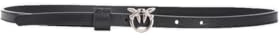 Pinko Damen Love Berry H1 Belt Kalbsleder Seide Gürtel, Z99o_Black-Old Silver, L