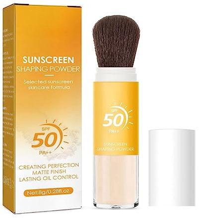 Ofanyia Poudre de réglage pour écran solaire minéral, poudre de mise en forme pour écran solaire, poudre de pinceau minérale à finition mate naturelle, respirante et translucide pour écran solaire