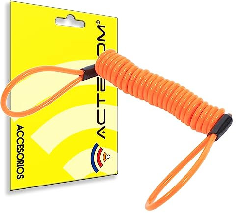 ACTECOM Cable Enrollado para candado de Moto recordatorio para candados de Moto Espiral para Motos Cable para candado de Moto (Naranja)