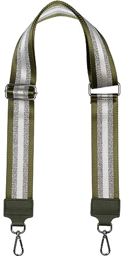 styleBREAKER Taschen Schultergurt Streifen Metallic | 5 cm breiter Wechselriemen aus Stoff, Karabinerhaken für einfachen Austausch, stufenlos von 87 bis 130 cm anpassbar.