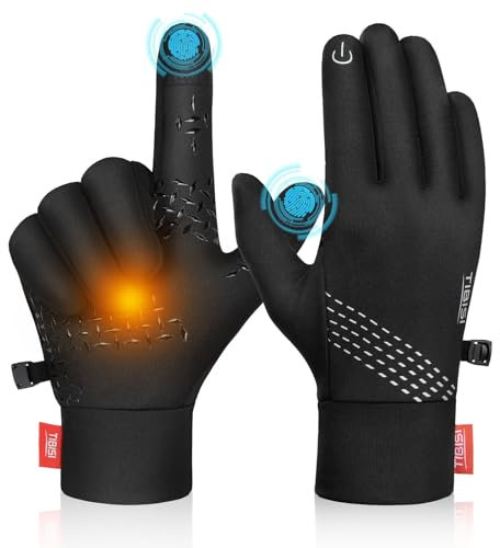 Benirap Fahrradhandschuhe Herren Damen Warme Winterhandschuhe Wasserabweisende Touchscreenhandschuhe Winddichte Laufhandschuhe rutschfeste Sporthandschuhe zum Laufen, Radfahren, Klettern -ST03,XL