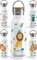 OWLBOOK Boho Löwe Trinkflasche personalisiert aus Edelstahl für Kinder mit Zoo Dschungel Waldtiere - 600 ml Kindertrinkflasche mit Bambusdeckel - Auslaufsicher BPA-frei - für warme und kalte