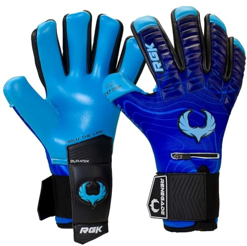 Renegade GK Eclipse Riptide Professionelle Torwarthandschuhe mit Pro Finger Schutz | 4mm EXT Contact Grip | Blau Fußball Torwart Handschuhe (Größe 7, Jugend, Junior, Neg. Cut, Level 5)