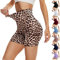 DDOBB Radlerhose Damen Kurze Shorts Sporthose Leggings Blickdicht High Waist Elastisch Unterhosen Fitness Hotpants Sommer Boxershorts(Leopard,XXL)