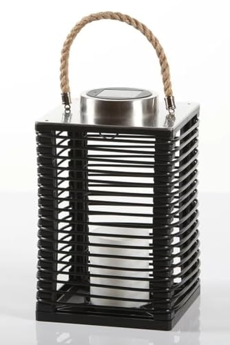 LED Solar Garten Laterne eckig 28 cm Rattan Optik Outdoor Leuchte für Balkon Terrasse