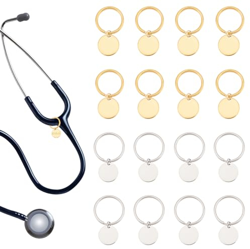 UNICRAFTALE 16 Stück 2 Farben Stethoskop Für Krankenschwestern Edelstahl Stethoskop Namensschild Tag Maßgeschneiderte Krankenpflege Anhänger Dekoration ID Stethoskop Abschlussgeschenke Für Ärzte