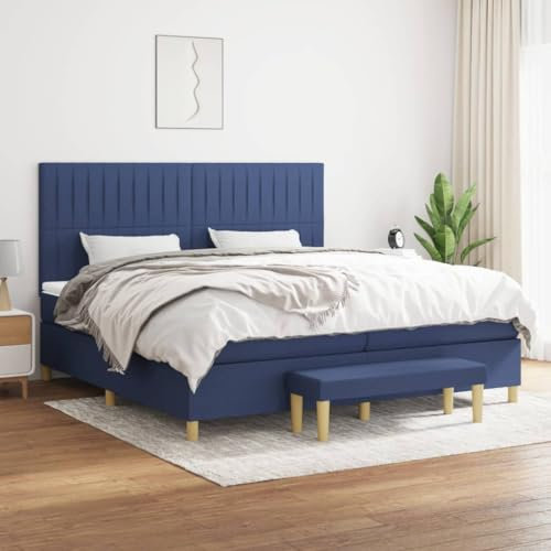 AJSEOYBS Bed Frame,Bettlattenrost,Plattformbett,Boxspringbett mit Matratze Blau 200x200 cm StoffGeräuschlos, einfache Installation, geeignet für Schlafzimmer
