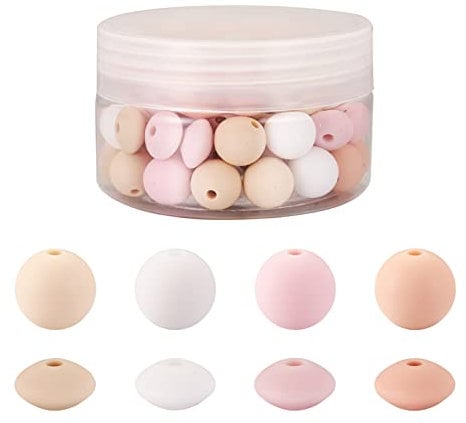 Cheriswelry 80Pcs 12mm Abacus Silicone Beads Round Rondelle Silicone Focal Beads for Beaded Pens Keychain Necklace Garland Bracelet Making