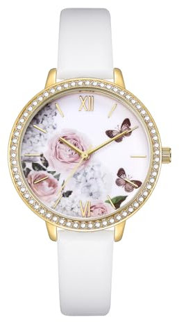 KIMOMT Damen Uhren Leder Quarzuhr Austauschbare Bänder Quick Release Spring Bars Mode Armbanduhr für Frauen Damen