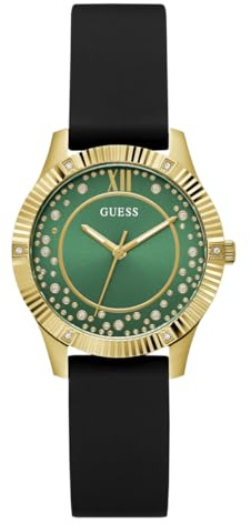 GUESS P GLD CS W/CRYS/Sun Green Glitz DL/BLK SMTH Silicone STRP, Grün, Armband