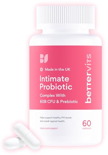Bettervits Intimate Probiotics for Women & Bacterial Vaginosis Care | Vaginal Probiotics for Intimate Flora with Ashwagandha, Vitamin C, D3 Complex - Supports Gut Health & PH Balance - 60 Capsules