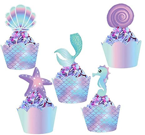 20 x Cupcake-Dekorationen und Cupcake-Förmchen, Partyzubehör für Geburtstagsfeiern