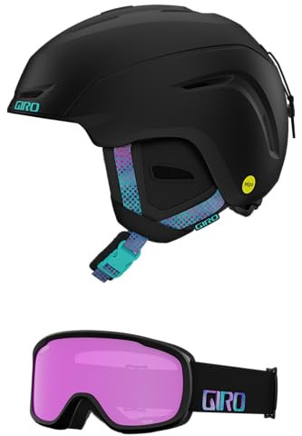 Giro Avera Kombi-Pack Skihelm - Snowboardhelm mit passender Brille, Mattschwarz, Chroma Dot/Moxie Dot, M (55,5–59 cm)