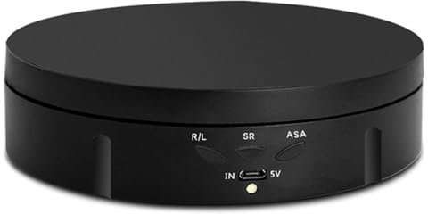 NzEupno Espositore Rotante Elettrico Giradischi Professionale, Giradischi Fotografico A 360 Gradi con Telecomando 4 Tipi di Alimentazione,Black