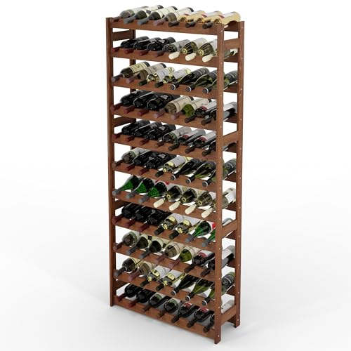 Lenmar, Weinregal aus Holz für Flaschen, Natur, RW-1, Wein, Flaschenregal, Kellerregal, Regale, Flaschenhalter (Braun, RW-1-77, 166 x 72,5 x 25, 11 liegen, 77 Flaschen)