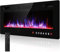 Awjaisca Wall Mounted Electric Fire With 12 Flames Color Led Light,Recessed Or Semi-Recessed Wall Mounted Electric Fireplace,Ultra-Thin Flame Brightness Adjustment Electric Fireplace black 50inch