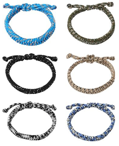 6pz Braccialetti Dell'Amicizia in Paracord, Braccialetti Dell'Amicizia Intrecciati Multicolori Regali di Natale per Adolescenti Braccialetti Intrecciati in Paracord per Campeggio All'Aperto