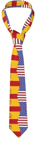 YVNKHKU Corbatas florales para hombre, diseño de bandera de España americana, corbatas de boda para novio, padrinos de boda, misiones, bailes, fiestas