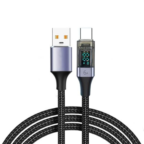 MCAOAL Câble de charge USB A vers USB C à charge rapide avec indicateur de puissance LED 66 W/6 A pour téléphones et tablettes