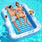 Charmofun Luftmatratze Tanning Pool Groß, 210*155 cm Doppelte Deluxe Aufblasbarer Sonnenpool mit Kopfstütze Getränkehalter und Eisbar, Luftmatratze Wasser für Erwachsene Pool Strand Sommerspaß (Blau)