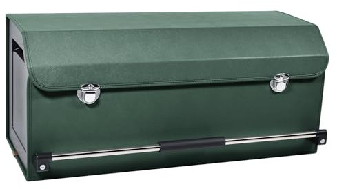 XCF Auto Kofferraum Organizer mit Deckel, Premium Leder Kofferraumtasche mit stabilem Griff, Multifunktionale Aufbewahrungsbox – 60L, Grün, 69 * 29 * 31CM