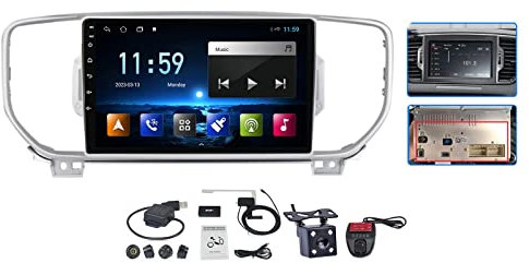 HYNMSM Para Kia Sportage 4 QL 2016-2018 Estéreo inalámbrico CarPlay Android Auto para automóvil de 9 pulgadas Android 13 Pantalla táctil Bluetooth DSP FM AM Radio para automóvil con navegación GPS 4G