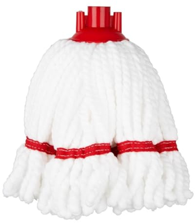 Jantex Connect Commercial Microfibre Mop Head HX249, Red Stripe, 150g | Colour-coded stripe prevents cross-contamination, while non-abrasive yarn cleans delicate commercial floors safely.