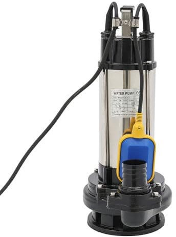 1500W Bomba de agua sucia de acero inoxidable Bomba sumergible para aguas cargadas 36000 l/h con flotador Baupum 1,5 KW, 2 CV adecuado para bombear agua limpia