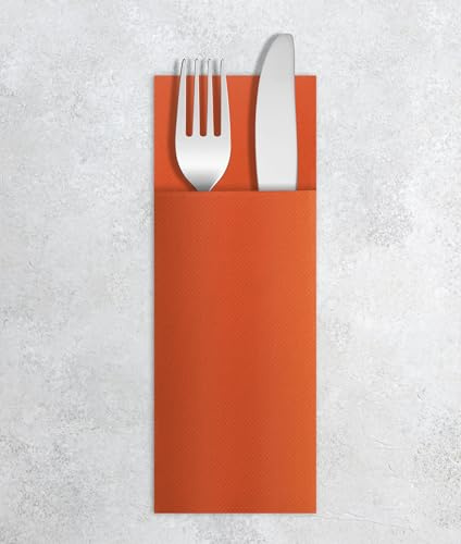 VelaHub Airlaid 50 Besteckservietten, Hochwertige, Einwegserviette, 32X40 cm, Orange