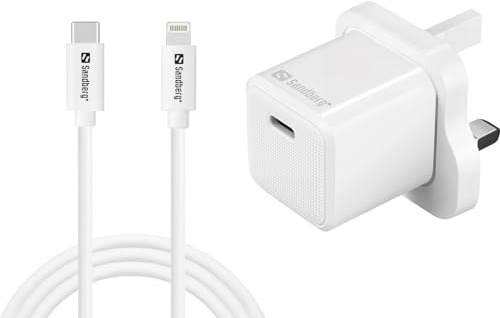 Sandberg USB-C AC 20W Charger UK + Lightning 1M USB-C 20W, 441-64 (Lightning 1M USB-C 20W Charger UK+Lightning)