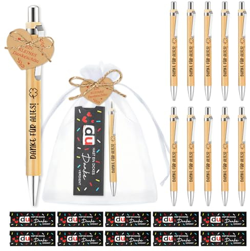 TUZELIYA 10pcs Dankeschön Geschenke Danke für Alles Kugelschreiber Geschenke Holz Abschiedsgeschenk Kollegen, Du hast ein dickes Danke verdient Filzhüllen für schokolade ohne Schokolade