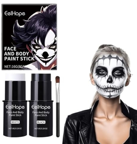 ​OIXYEY Kit de Maquillaje Halloween para Niños y Adultos, Ideal para Disfraces de Catrina, Zombi y Payaso, Fiestas Temáticas y Carnaval, 1 Unidad​