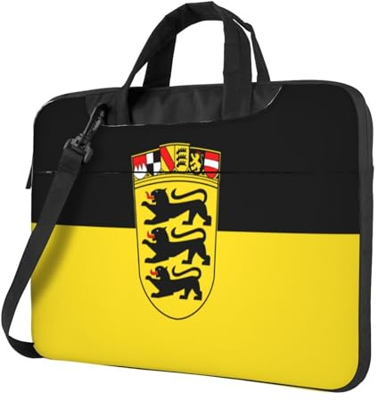 Flagge des Landes Baden-Württemberg Laptoptasche - 15 14 13 Zoll Pocket Computertasche geeignet für Büro, Arbeit und Reisen, Schwarz