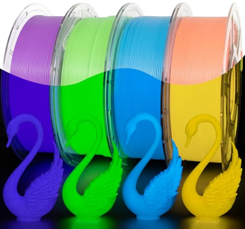iSANMATE PETG Glow in the Dark Filament Bundle, Mehrfarbig PETG Hochfestes Leuchtet Filament 1,75 mm, Maßgenauigkeit +/- 0,03 mm, 1KG/Spule x4, Blau, Grün, Violett, Orange