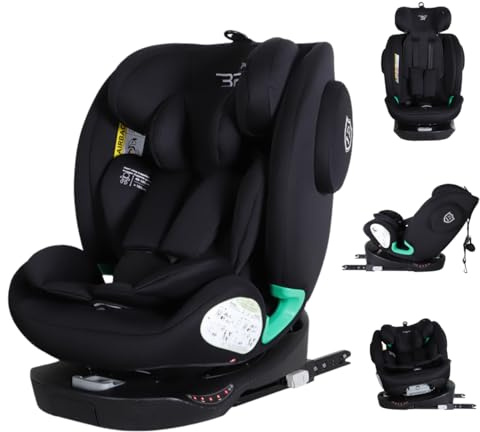 Bebies First Executive Kindersitz Isofix 360 Grad Drehbar i-Size 40–150 cm – Mitwachsender Kinderautositz Gruppe 0 1 2 3, Rückwärts & Vorwärtsgerichtet, Seitenaufprallschutz, Schwarz