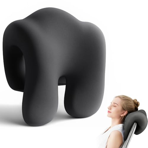 HOVCEH Nackenkissen für Bürostuhl, 30 * 18 * 24cm Kopfstütze Bürostuhl, Nackenhörnchen mit Memory Foam, Ergonomisches Kopfstützkissen für Schreibtischstühle, Drehstuhl, Outdoor Reisen (Schwarz)